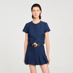 Sandro Women Rounded hem buttoned crop top