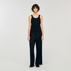Sandro Women Jersey tank with rhinestones