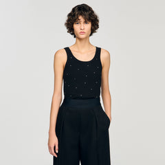 Sandro Women Jersey tank with rhinestones