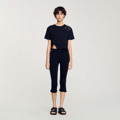 Sandro Women Floral embroidery T-shirt