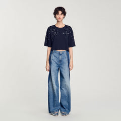 Sandro Women T-shirt with beaded details