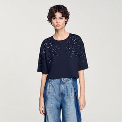 Sandro Women T-shirt with beaded details