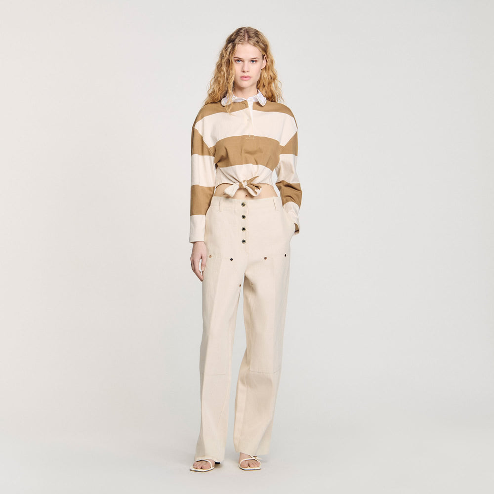 Sandro Women Striped polo-neck T-shirt