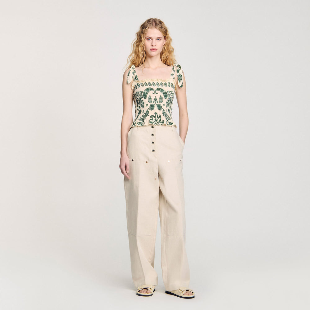 Sandro Women Floral motif smocked top