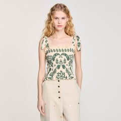 Sandro Women Floral motif smocked top
