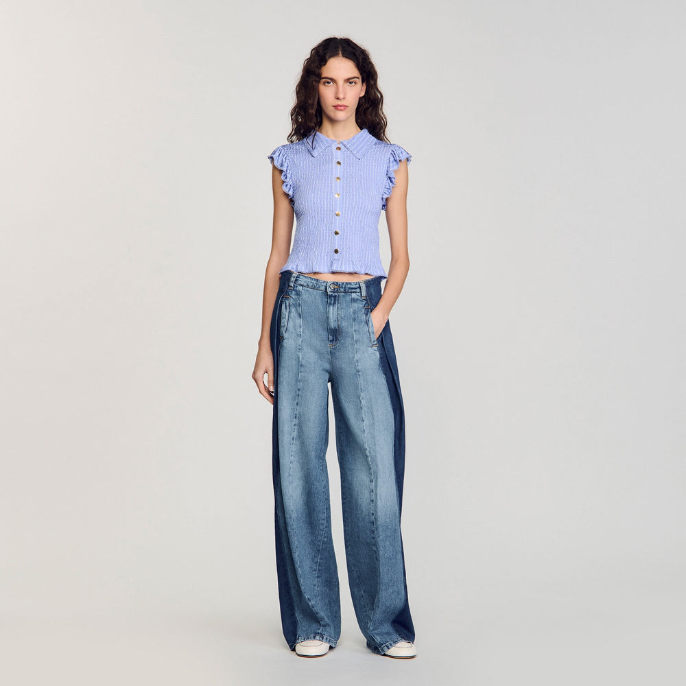 Sandro Women Striped smocked T-shirt