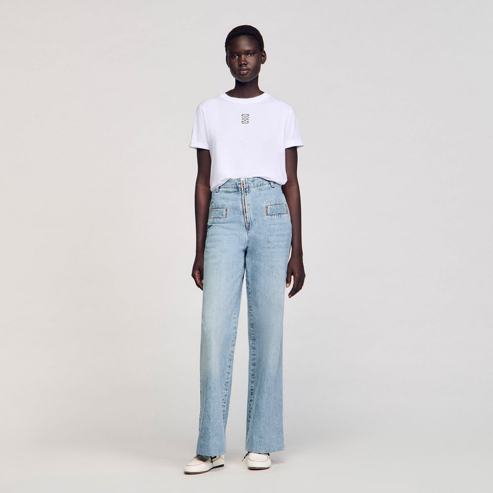 Sandro Women Cotton T-shirt with embroidery