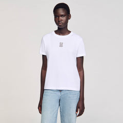 Sandro Women Cotton T-shirt with embroidery