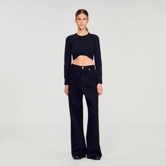 Sandro Women Cropped embroidered T-shirt