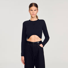 Sandro Women Cropped embroidered T-shirt