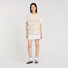 Sandro Women Sleeveless tweed jacket