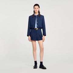 Sandro Women Cropped jacket with leather collar