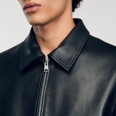 Sandro Men Plain leather jacket