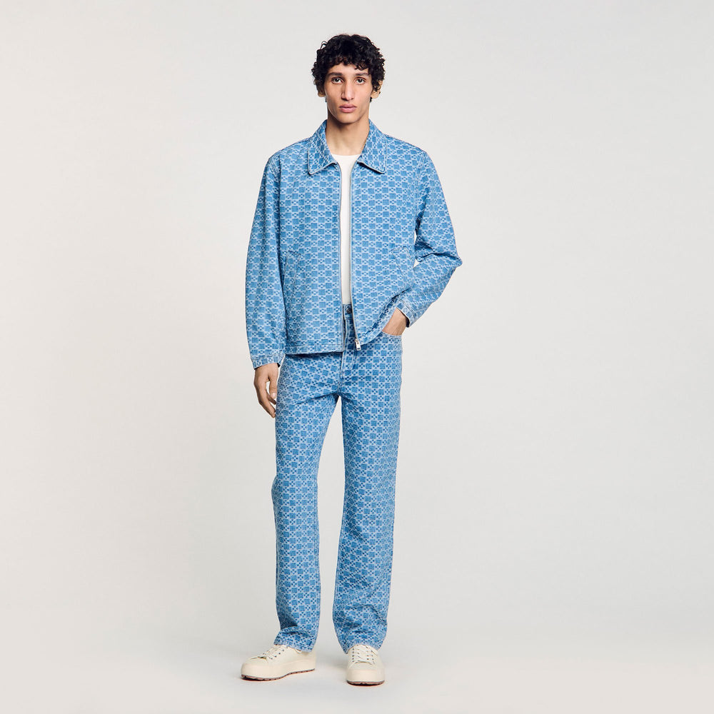 Sandro Men Square cross denim jacket