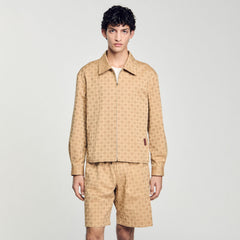 Sandro Men Square Cross zip-up jacket