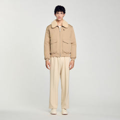 Sandro Men Shearling collar aviator jacket