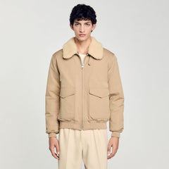 Sandro Men Shearling collar aviator jacket