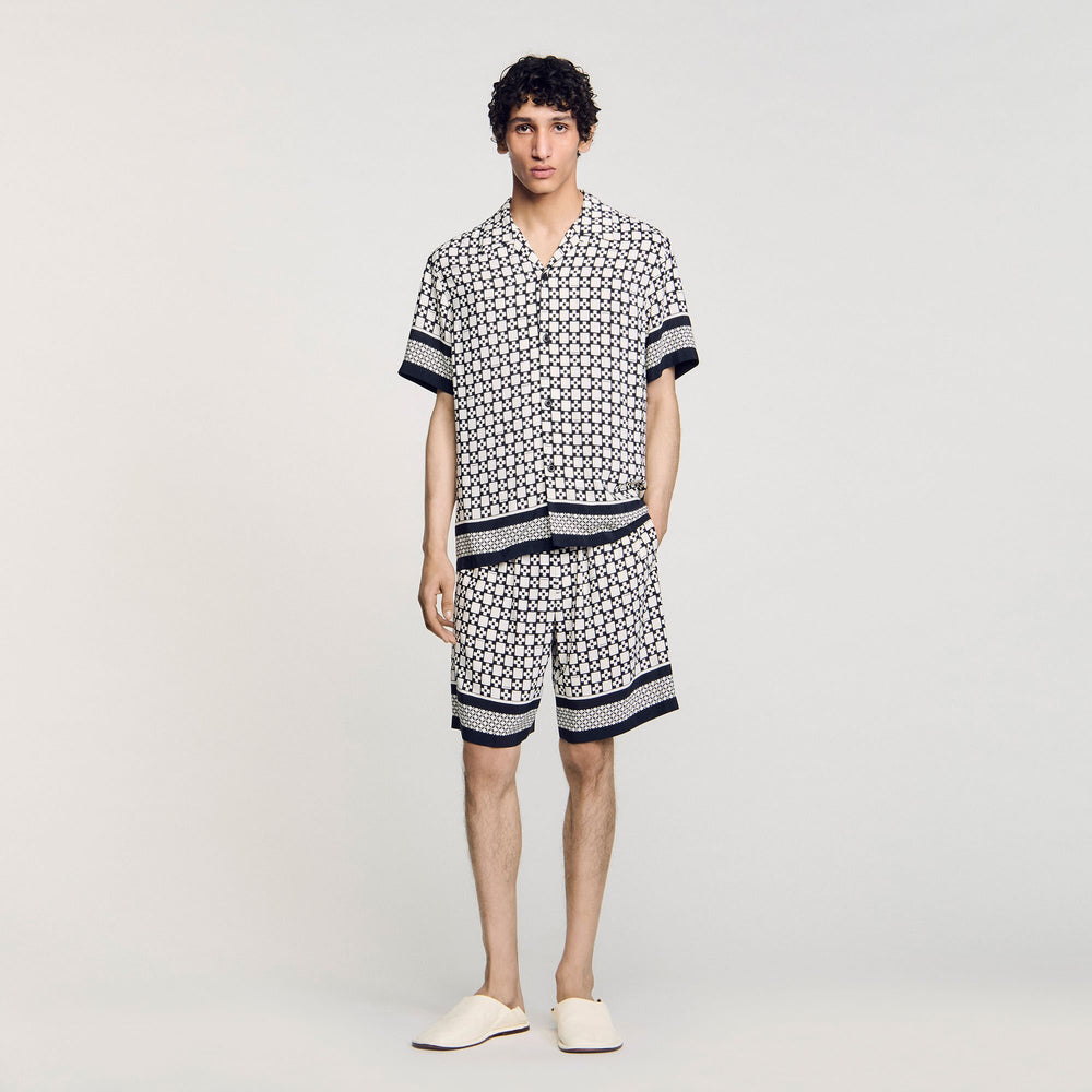 Sandro Men Square Cross motif flowing shirt