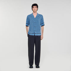 Sandro Men Square Cross motif flowing shirt