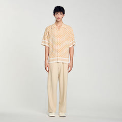Sandro Men Square Cross motif flowing shirt