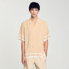 Sandro Men Square Cross motif flowing shirt