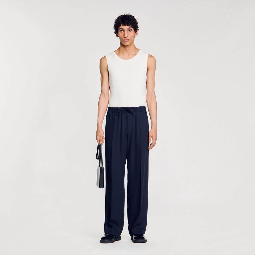Sandro Men Elasticated wide-leg trousers