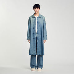 Sandro Men Long faded denim coat