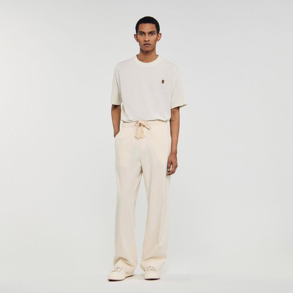Sandro Men Wide-leg elasticated cotton trousers