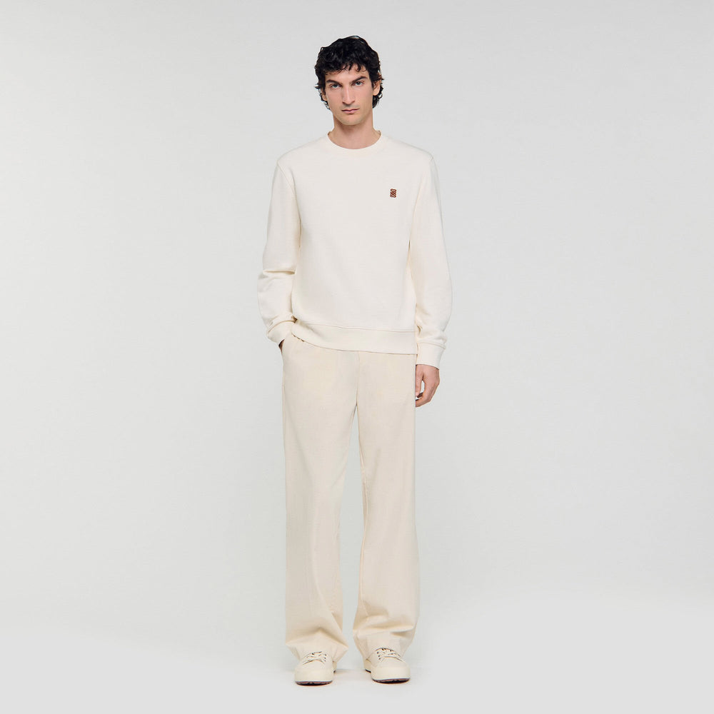 Sandro Men Oversized sweatshirt with leather patch