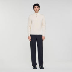 Sandro Men Wool sweater with zipped collar