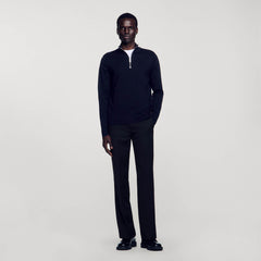 Sandro Men Wool sweater with zipped collar