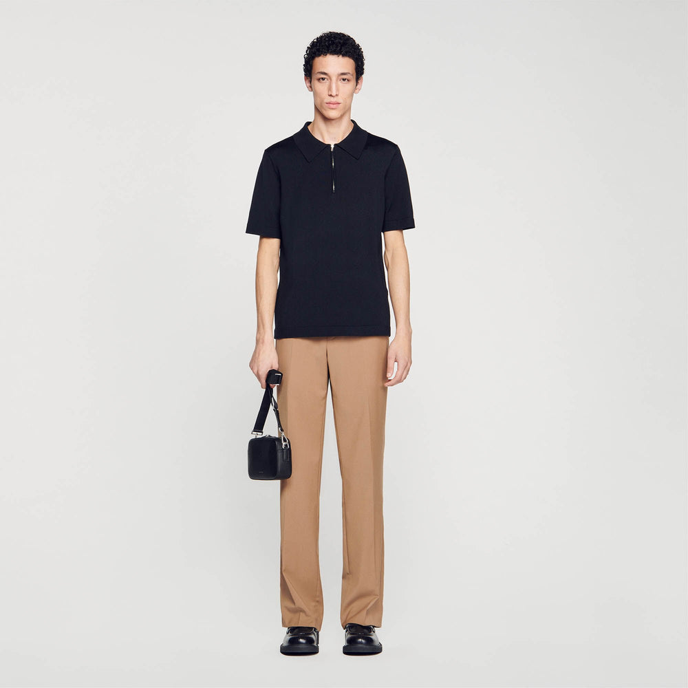 Sandro Men Knitted polo shirt with zip collar