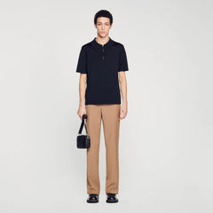 Sandro Men Knitted polo shirt with zip collar