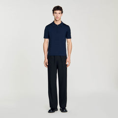 Sandro Men Knitted polo shirt with zip collar