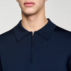 Sandro Men Knitted polo shirt with zip collar