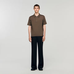 Sandro Men Knitted polo shirt with zip collar