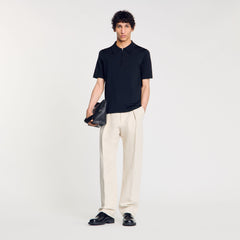 Sandro Men Knitted polo shirt with zip collar