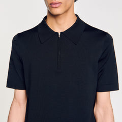 Sandro Men Knitted polo shirt with zip collar