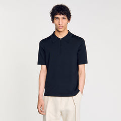 Sandro Men Knitted polo shirt with zip collar