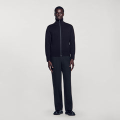 Sandro Men Zip-up wool cardigan