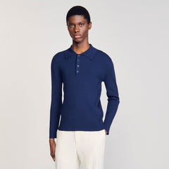 Sandro Men Rib knit polo shirt