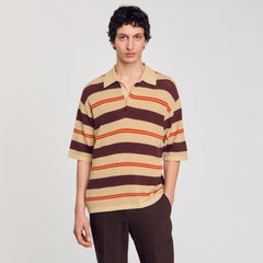 Sandro Men Striped knit polo shirt