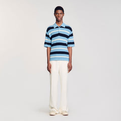 Sandro Men Striped knit polo shirt