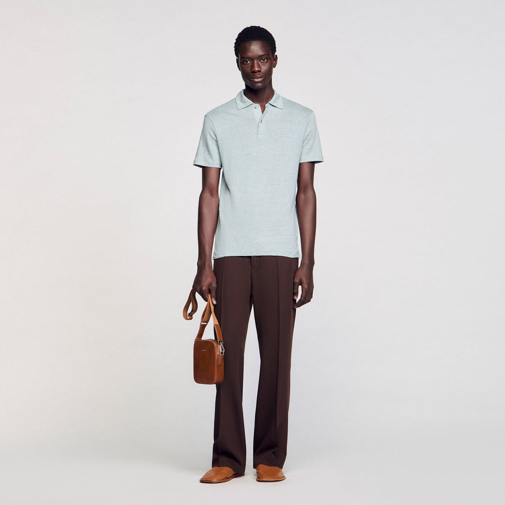 Sandro Men Linen polo shirt