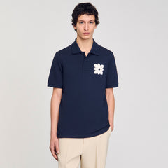Sandro Men Polo shirt with flower patch