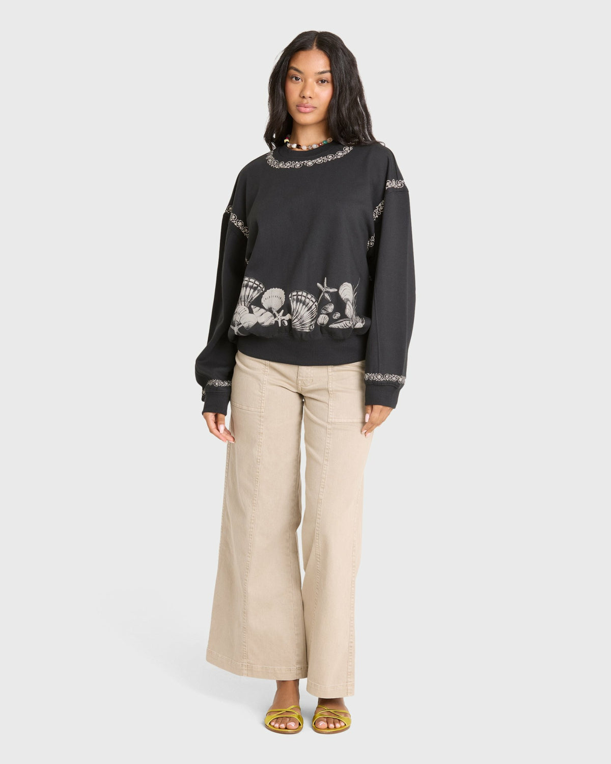 Billabong Women's Sea Treasure Kendal Crewneck Sweatshirt - Black Sands