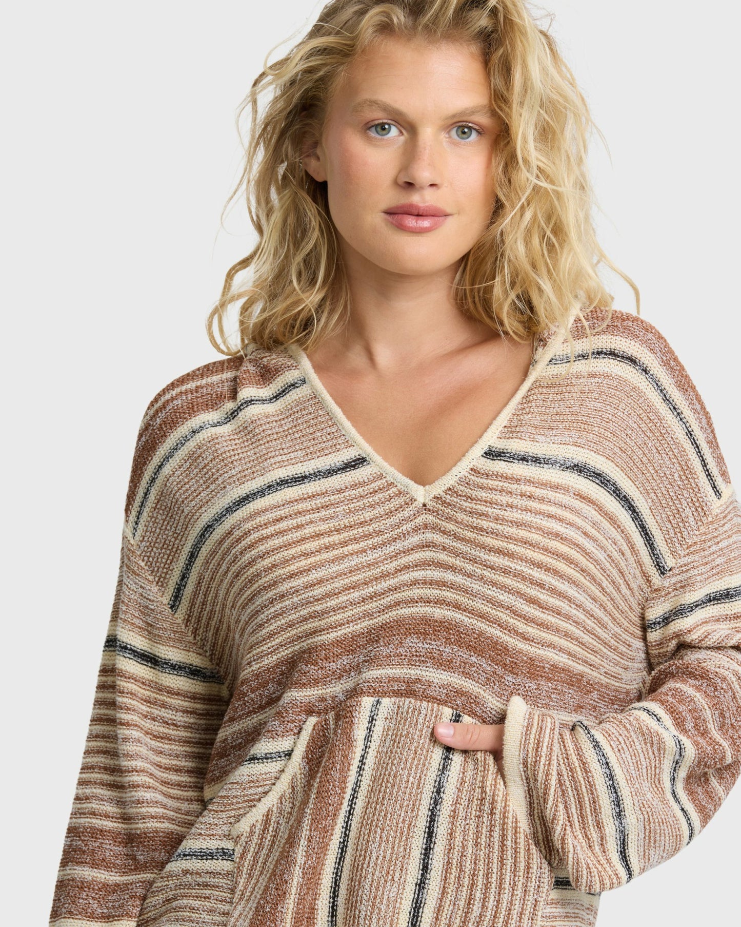 Billabong Women's Baja Beach Hooded Sweater - White \/ Brown