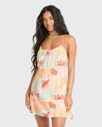 Billabong Women's So Simple Crinkle Mini Dress - Orange Multi