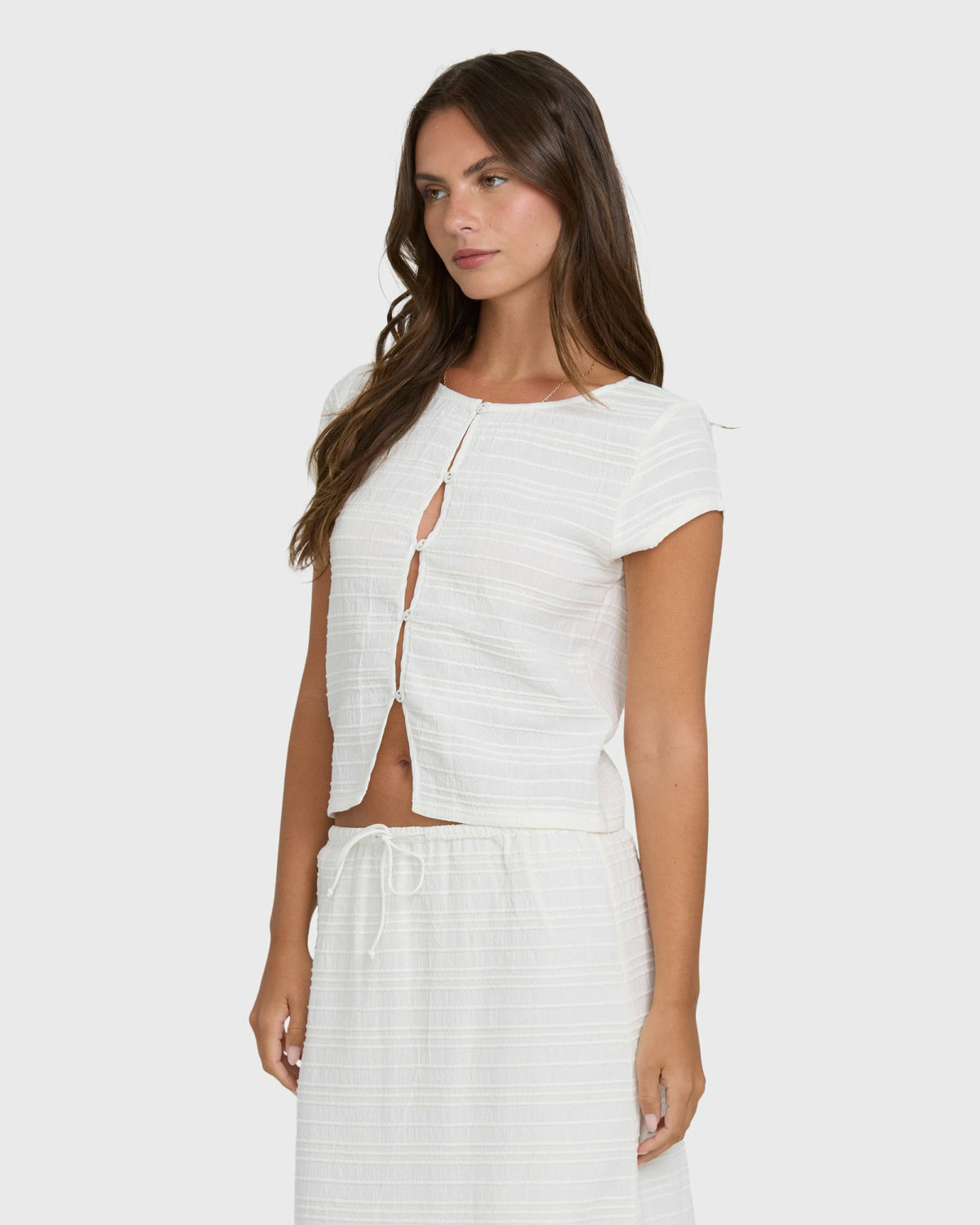 Billabong Women's Your Call Short Sleeve Woven Shirt - Salt Crystal