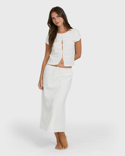 Billabong Women's Your Call Short Sleeve Woven Shirt - Salt Crystal